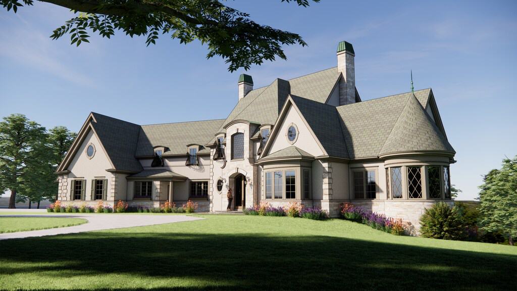 french country estate rendering designed by orren pickell building group
